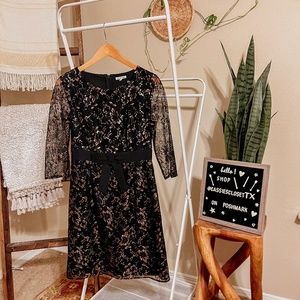Modcloth Lace & Mesh Black & Gold Dress